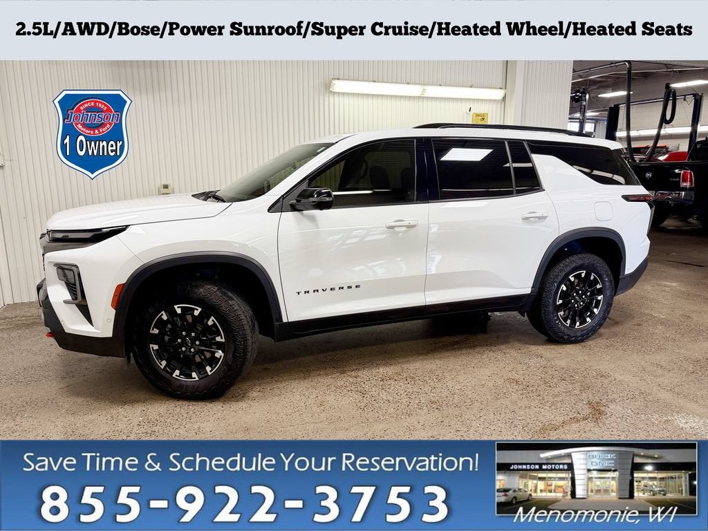 2024 Chevrolet Traverse Z71 in Summit White — front three-quarter view