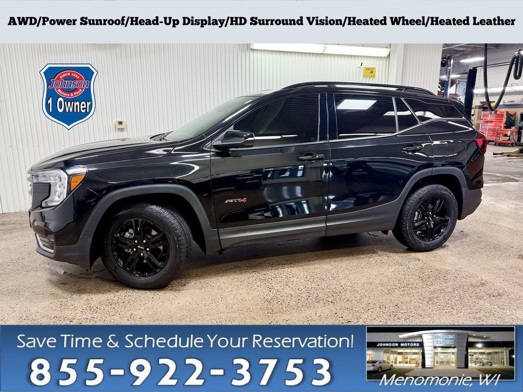 2022 GMC Terrain AT4 in Ebony Twilight Metallic — front three-quarter view