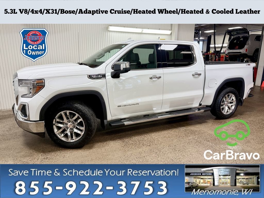 2020 GMC Sierra 1500 SLT in Summit White — front three-quarter view