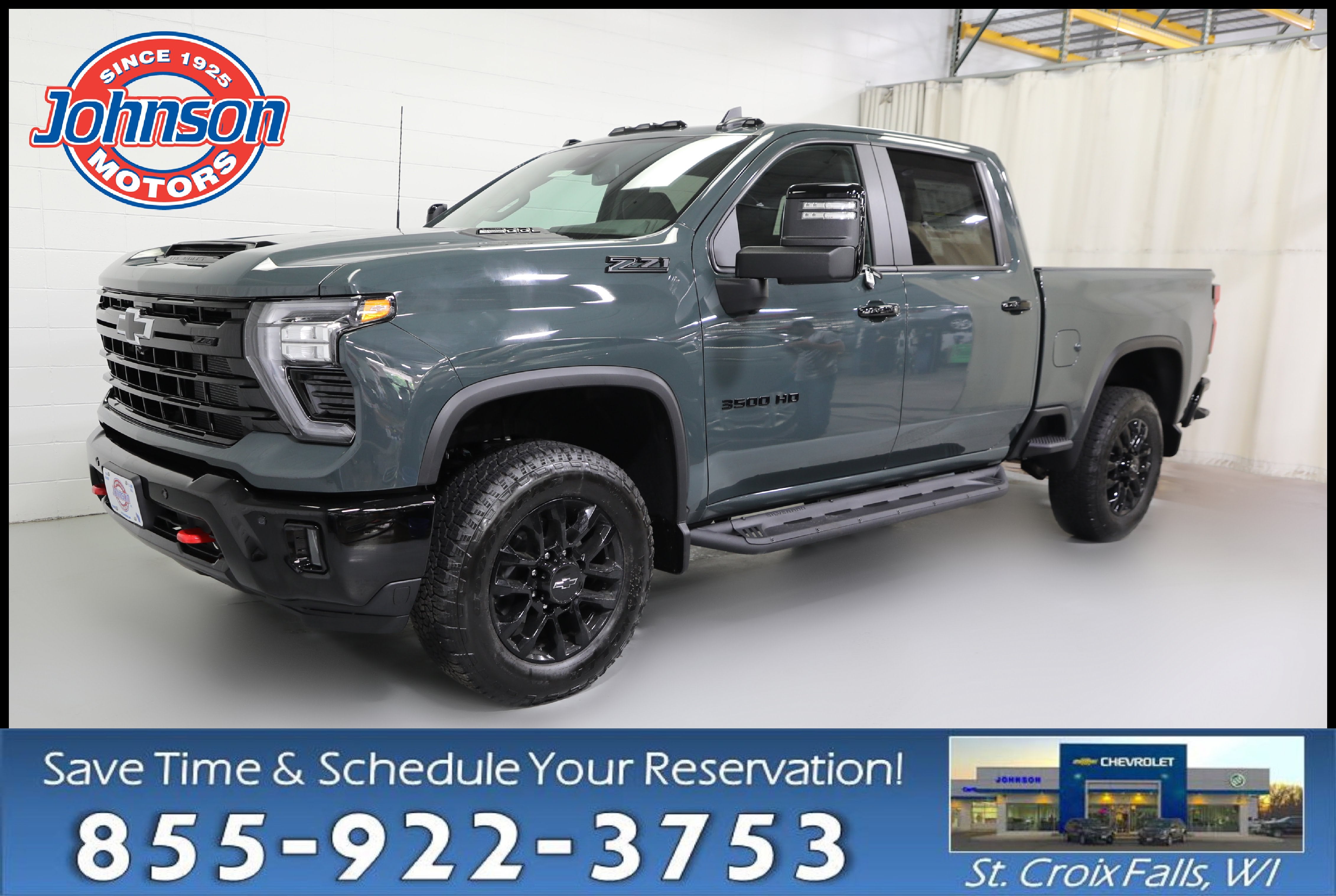 2026 Chevrolet Silverado 3500 HD LT in Cypress Gray — front three-quarter view