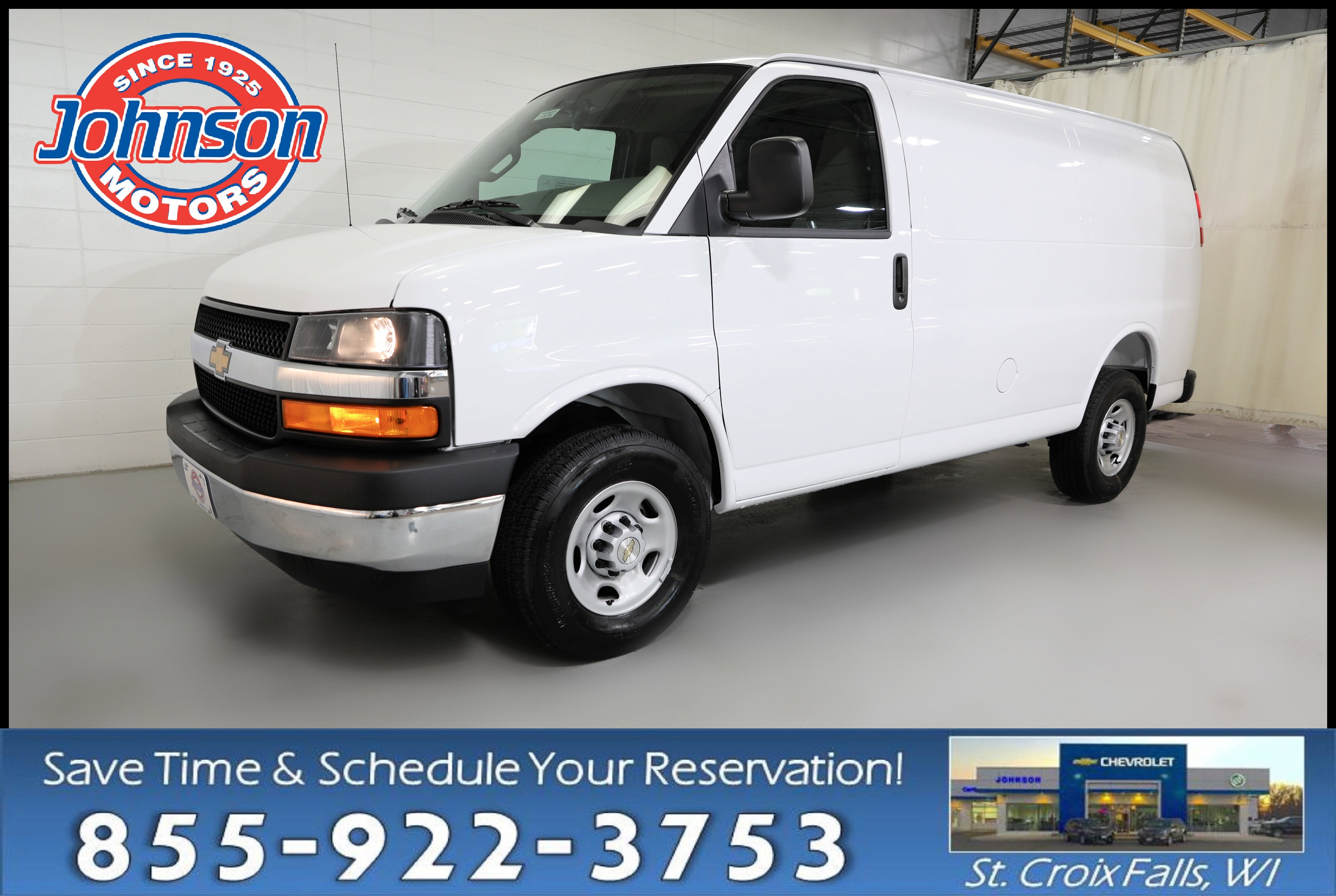 2026 Chevrolet Express Cargo WT in Summit White — front three-quarter view