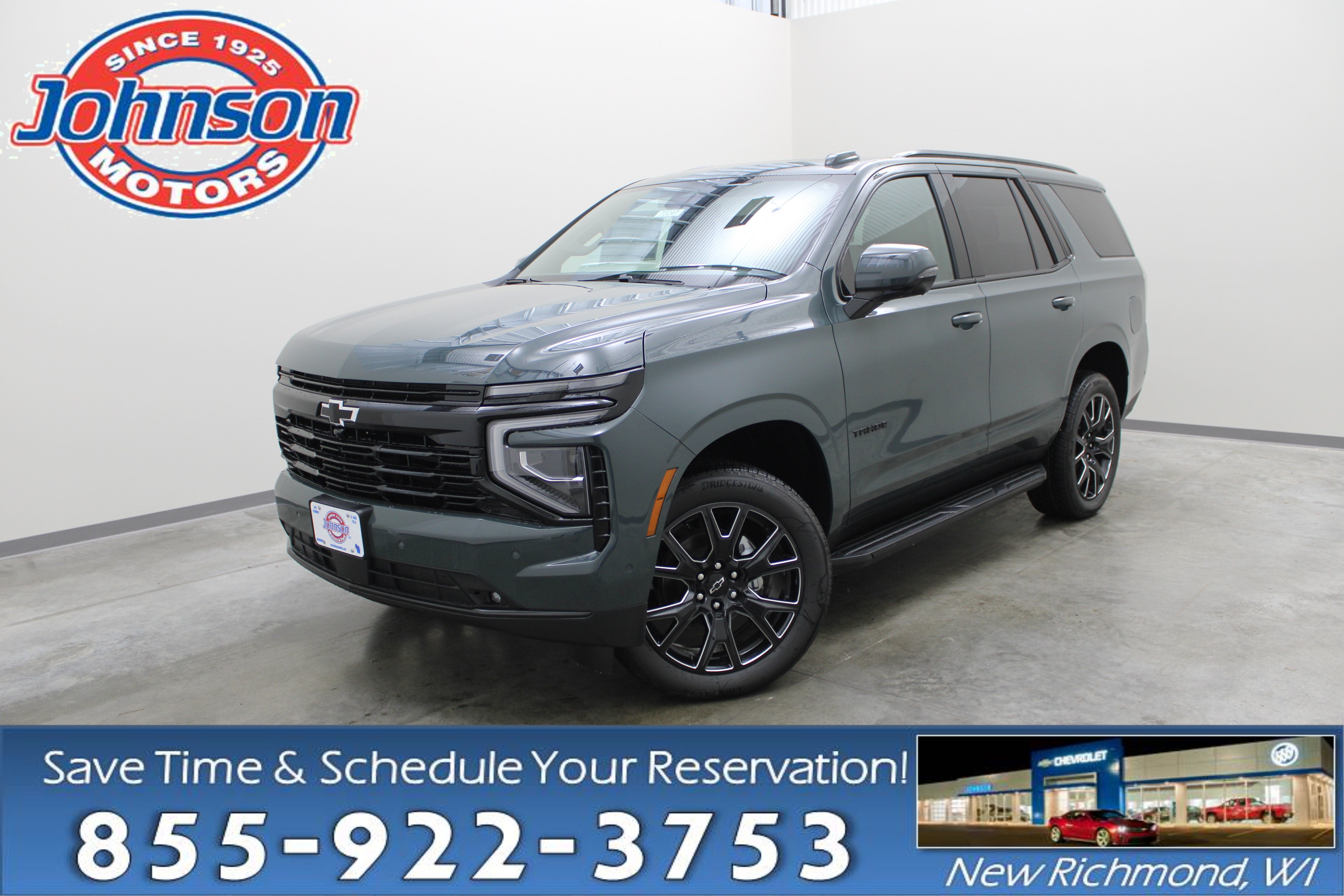 2026 Chevrolet Tahoe RST in Cypress Gray — front three-quarter view