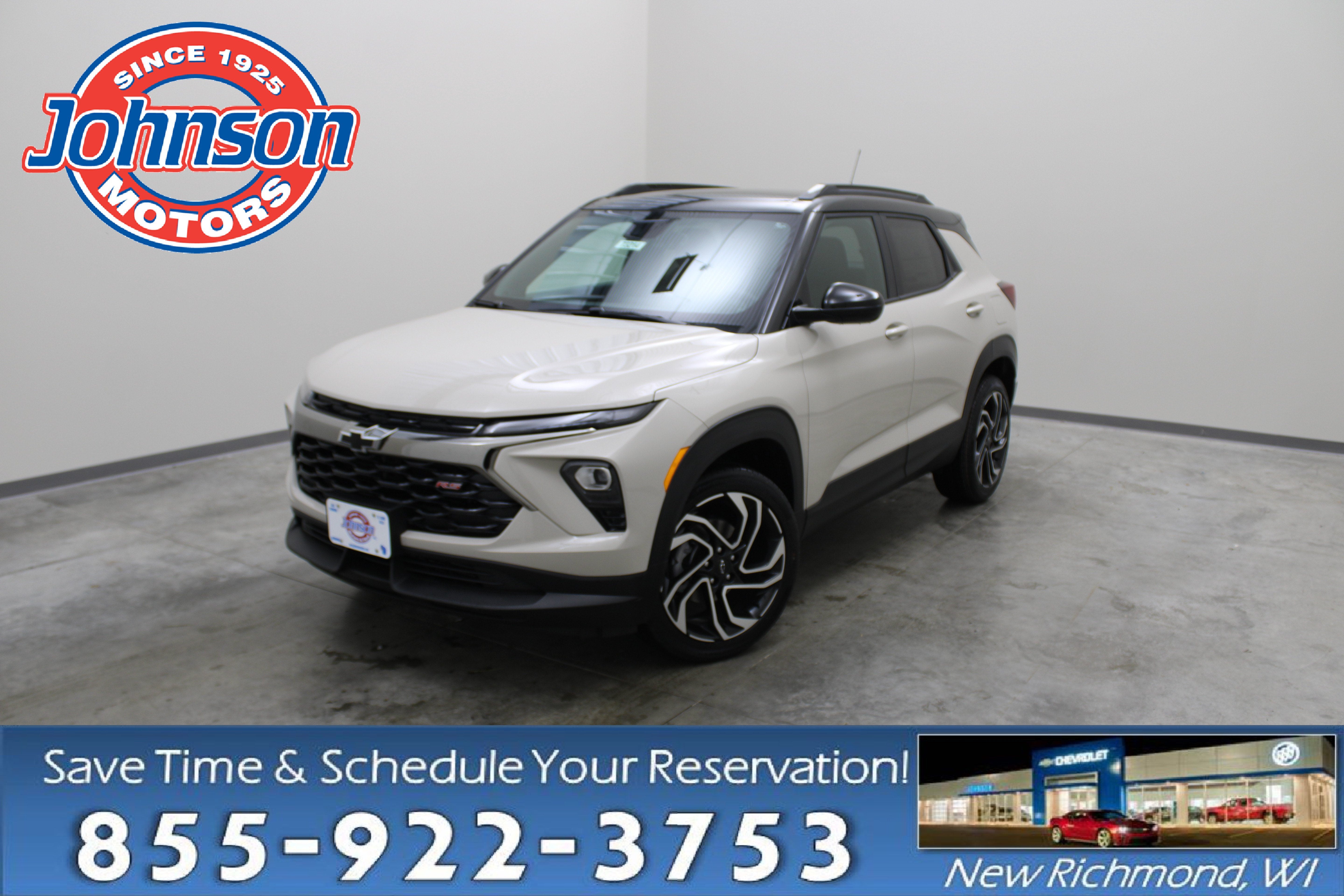 2026 Chevrolet Trailblazer RS in White Sands — front three-quarter view