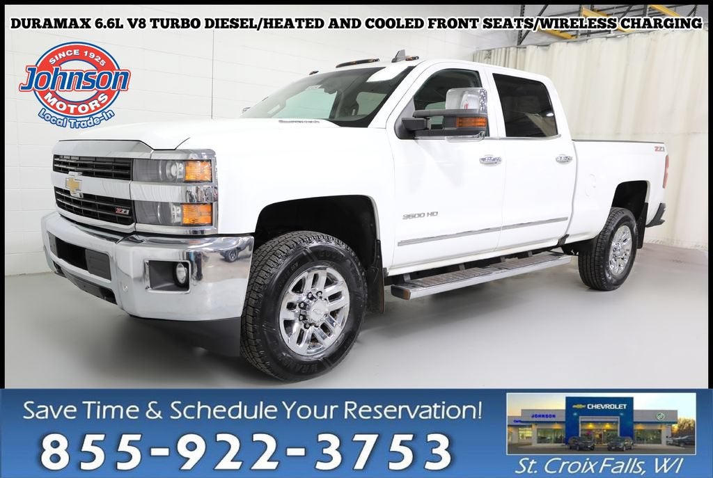 2016 Chevrolet Silverado 3500 HD LTZ in Summit White — front three-quarter view