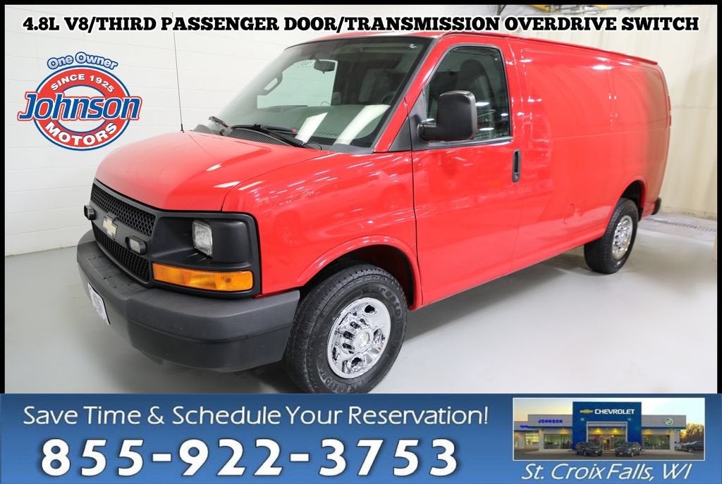 2016 Chevrolet Express Cargo 3500 Work Van in Red Hot — front three-quarter view
