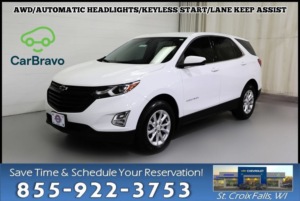2020 Chevrolet Equinox LT in Summit White — front three-quarter view