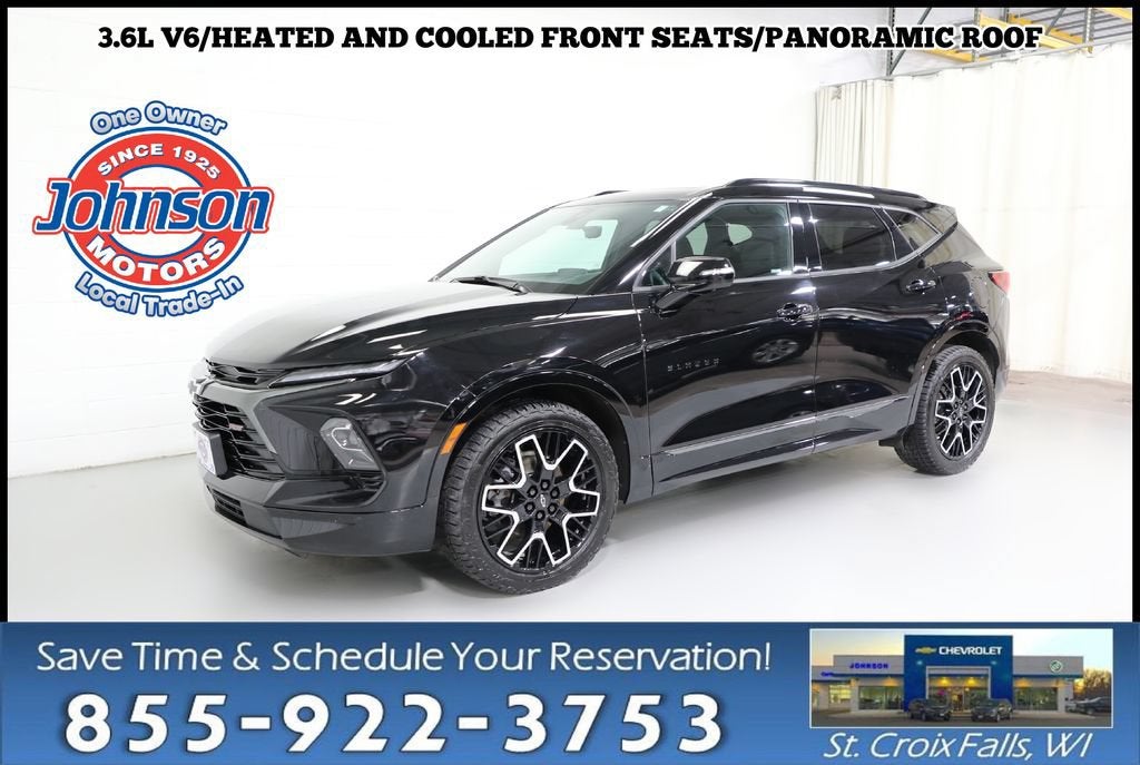 2023 Chevrolet Blazer RS in Black — front three-quarter view