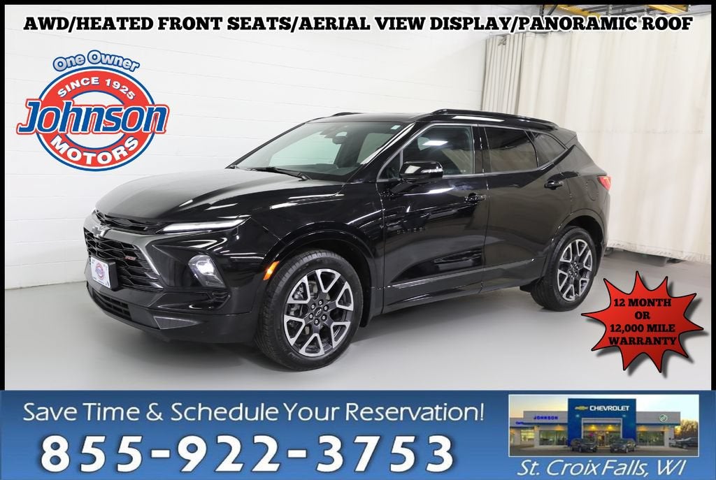 2024 Chevrolet Blazer RS in Black — front three-quarter view