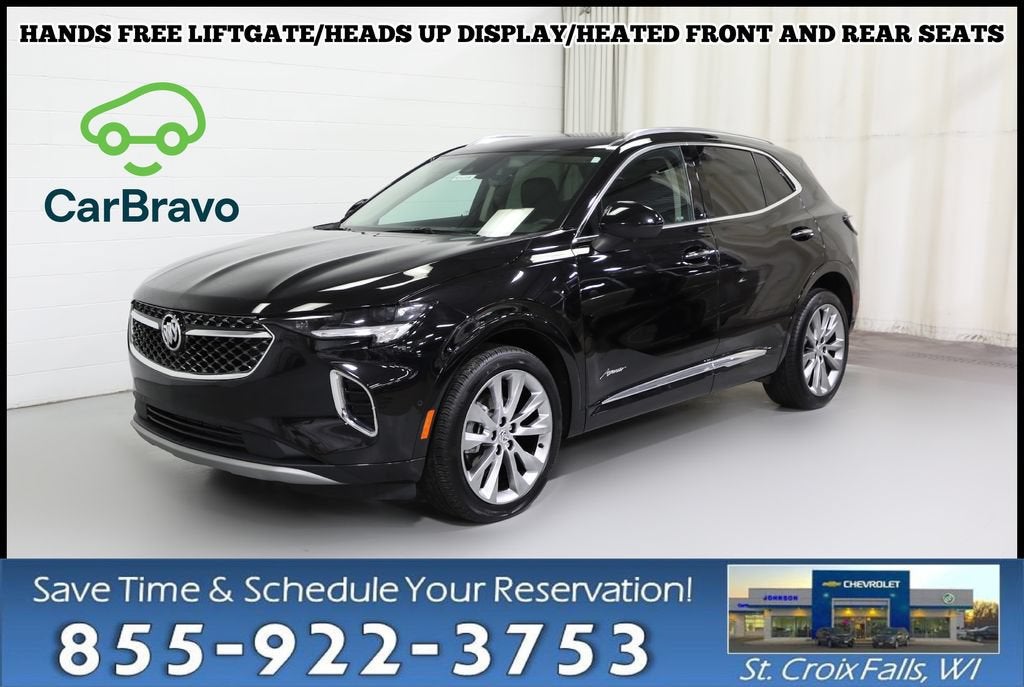 2023 Buick Envision Avenir in Ebony Twilight Metallic — front three-quarter view