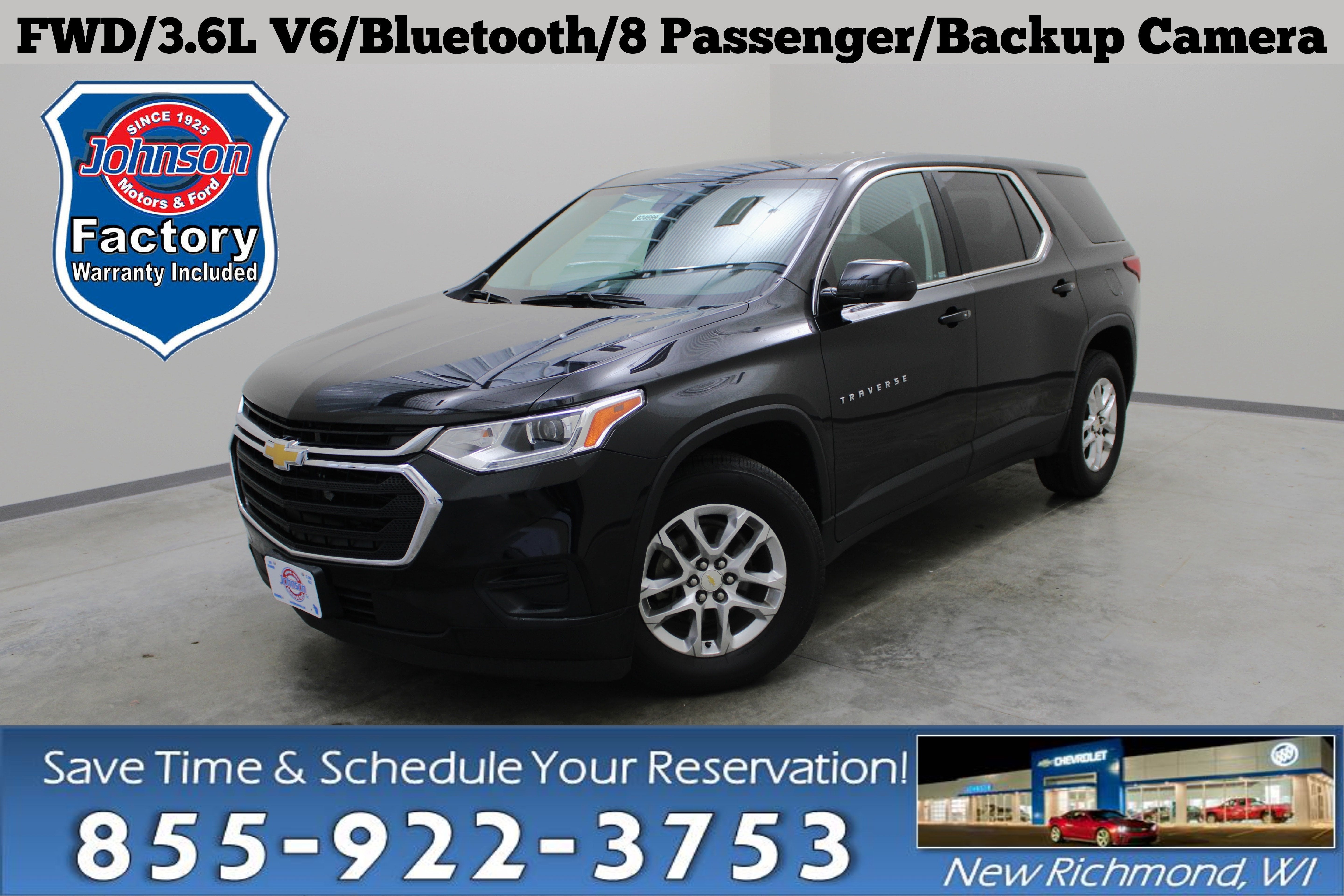2018 Chevrolet Traverse LS in Mosaic Black Metallic — front three-quarter view