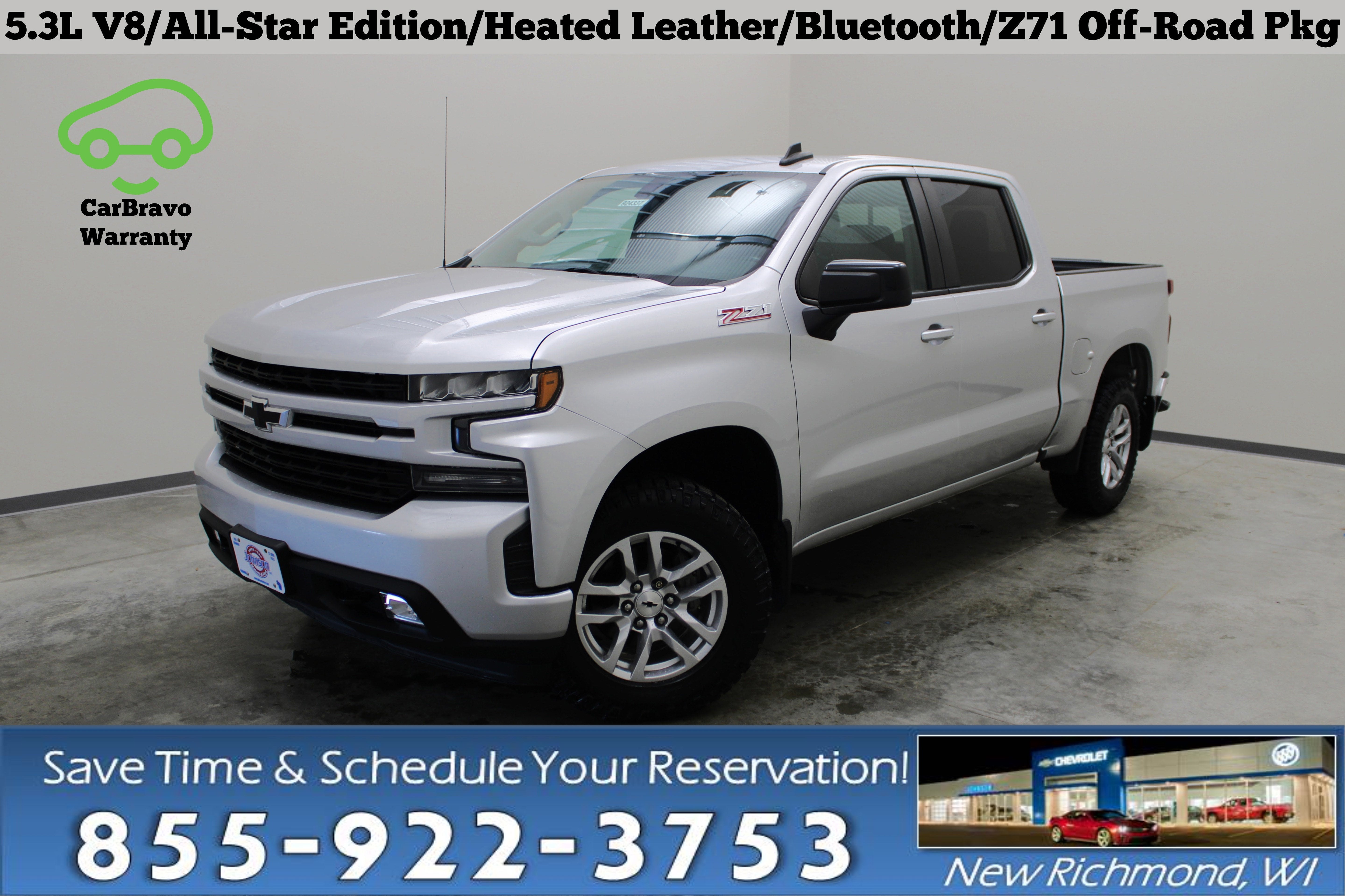 2019 Chevrolet Silverado 1500 RST in Silver Ice Metallic — front three-quarter view