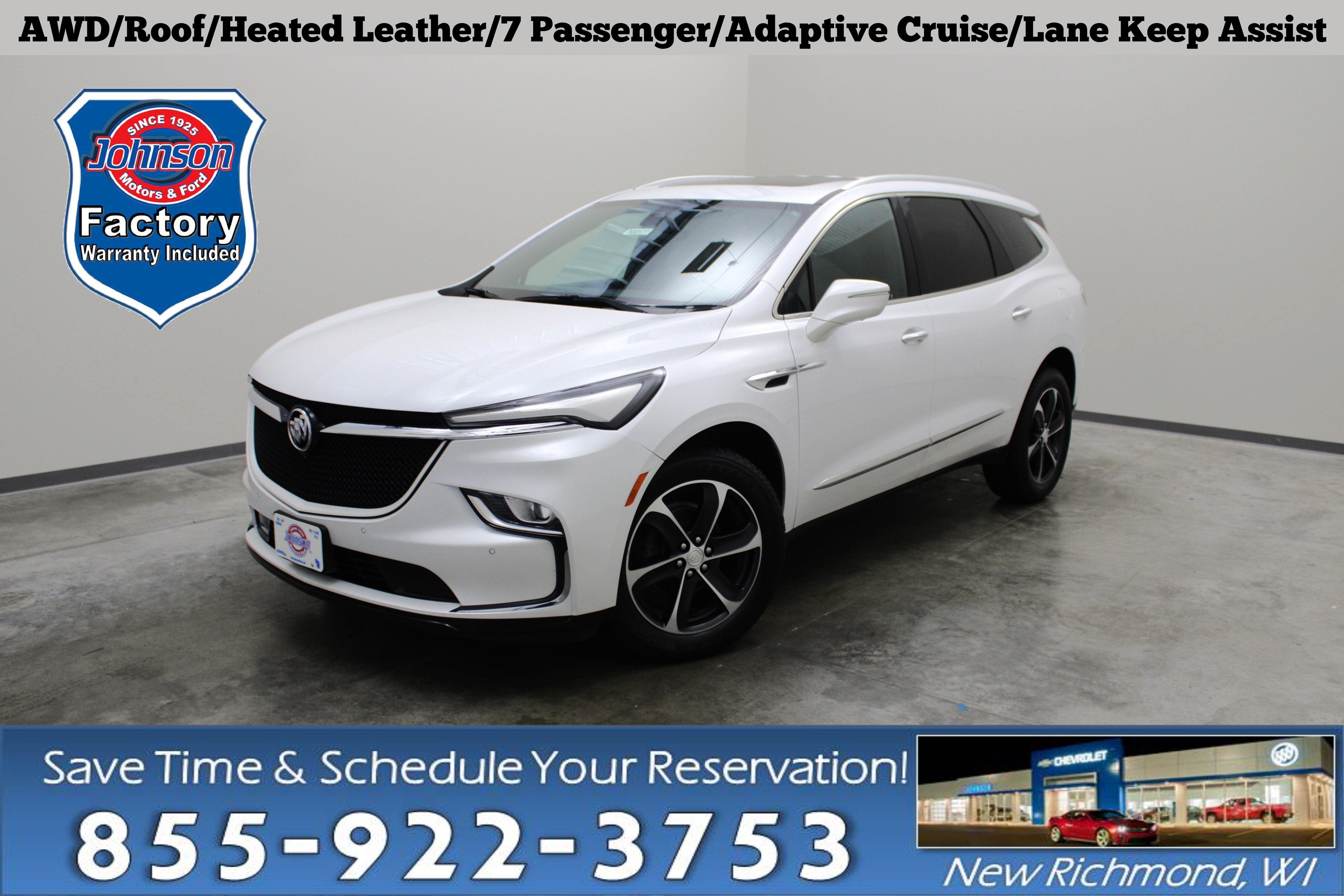 2022 Buick Enclave Essence in White Frost Tricoat — front three-quarter view