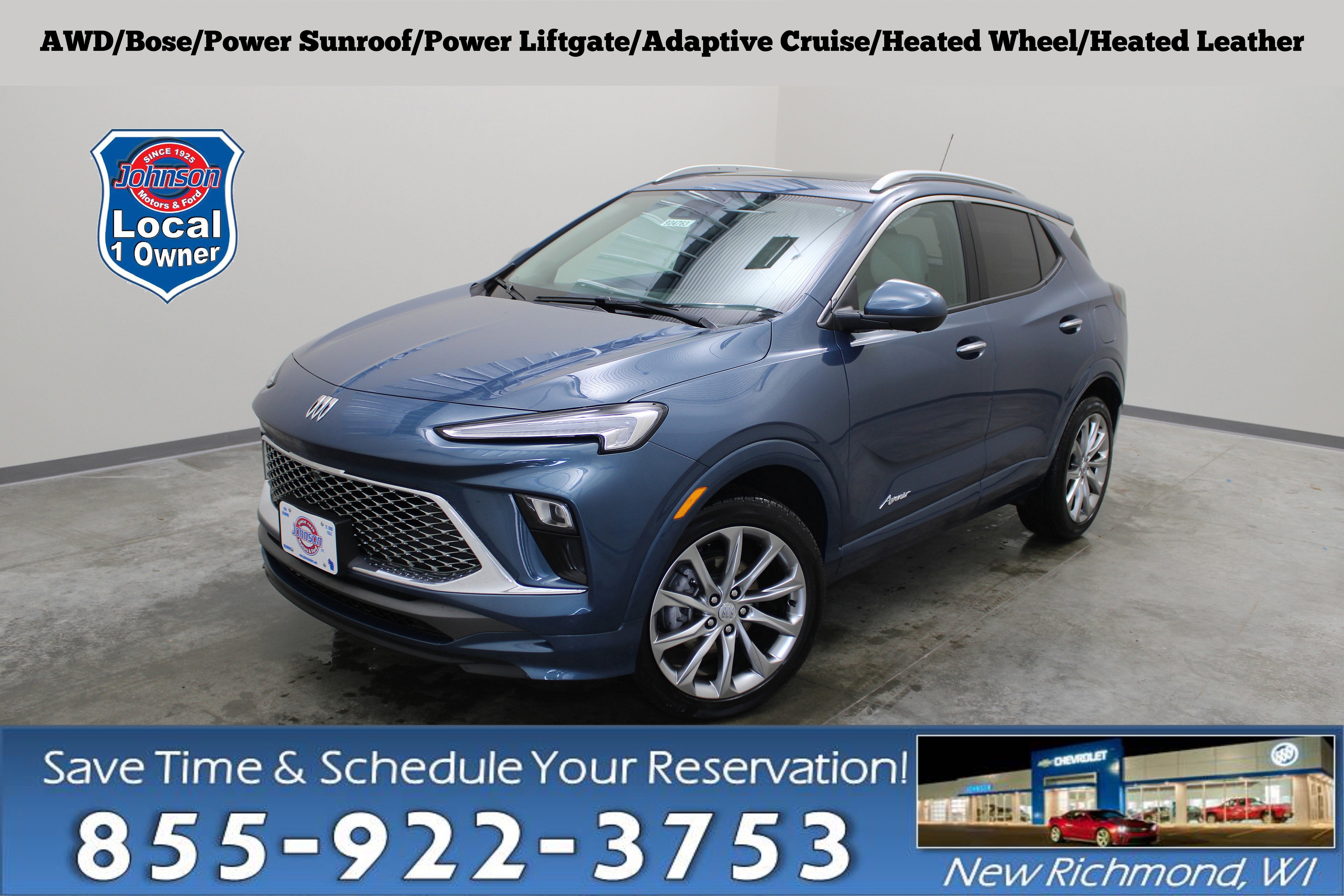 2024 Buick Encore GX Avenir in Ocean Blue Metallic — front three-quarter view